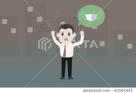 Air pollution PM2.5 with businessman missing a mask. 62001443