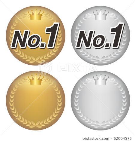No.1 high-class image that can be used for eye catching gold and silver laurel, frame, crown vector material 62004575