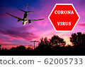 Coronavirus stop sign overlaying a plain background 62005733