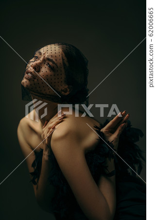 beauty elegant girl posing in black veil beauty elegant girl posing in black veil 62006665