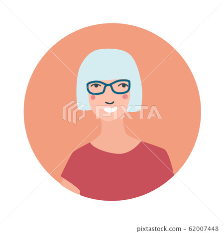 Colourful female face circle in flat style Colourful female face circle in flat style 62007448