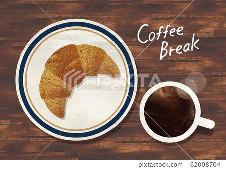 Croissant and coffee watercolor Croissant and coffee watercolor 62008704