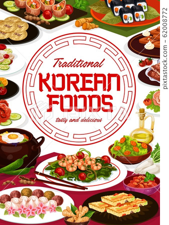 Traditional Korean food cuisine, restaurant menu