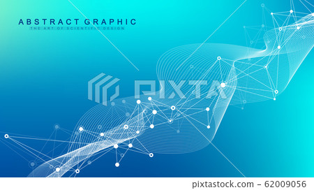 Abstract plexus background with connected lines and dots. Molecule and communication background. Graphic background for your design. Lines plexus big data visualization. Vector illustration. 62009056
