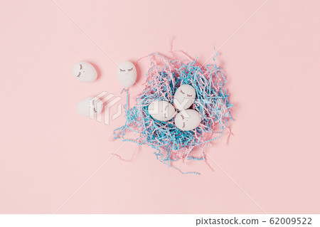 Eggs on a pink background. 62009522