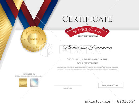 Certificate template in sport theme with border frame, Diploma design 62010554