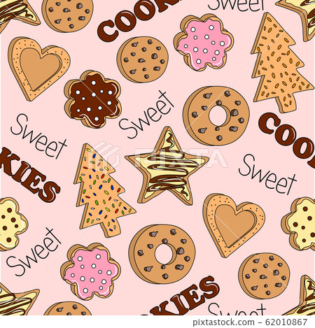 Seamless pattern with home made cookies. Vector illustration 62010867