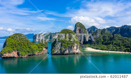 Aerial view Phra Nang Cave Beach with traditional 62011487