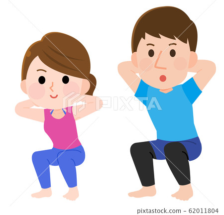 Squat Muscle Training Male Female Illustration Squat Muscle Training Male Female Illustration 62011804