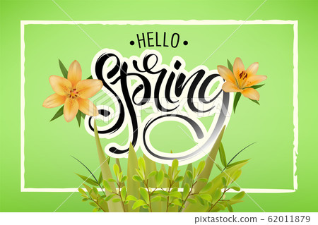 Lettering of brush Hello Spring you can use in Lettering of brush Hello Spring you can use in 62011879