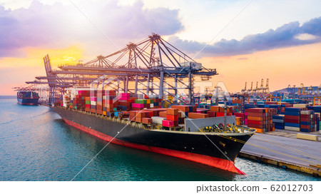 Aerial view container ship carrying container in Aerial view container ship carrying container in 62012703
