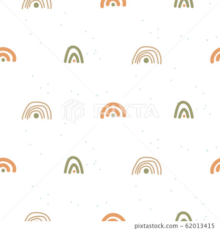 Seamless pattern with small line rainbow shapes. Pastel on white color modern minimal texture. Terrain cartoon texture. Seamless pattern with small line rainbow shapes. Pastel on white color modern minimal texture. Terrain cartoon texture. 62013415