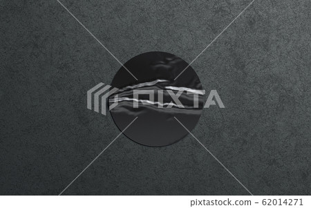 Blank black round adhesive sticker mockup on dark textured wall Blank black round adhesive sticker mockup on dark textured wall 62014271