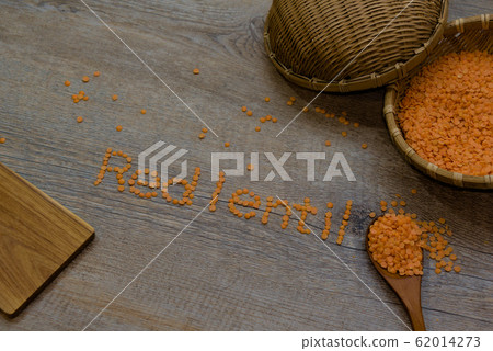 English words spelled with red lentils English words spelled with red lentils 62014273