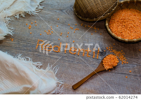 English words spelled with red lentils English words spelled with red lentils 62014274