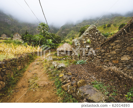 Santo Antao Cape Cabo Verde. Local village on hiking trail via harsh rugged mountains of Ribeira de Janela Santo Antao Cape Cabo Verde. Local village on hiking trail via harsh rugged mountains of Ribeira de Janela 62014893