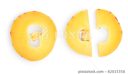 Fresh Pepino fruit slice isolated on white background. Top view, flat lay 62015358