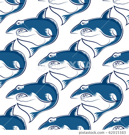 Shark Isolated on White Background. Fish Seamless Pattern Shark Isolated on White Background. Fish Seamless Pattern 62015383