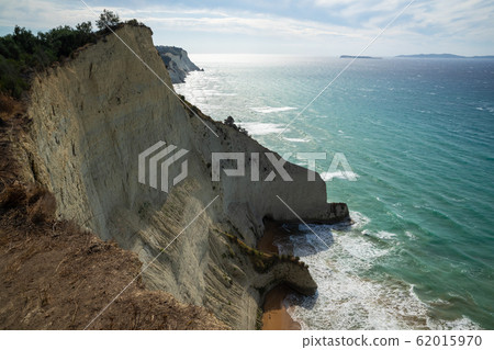 The mountainous coast of the Greek island of Corfu 62015970
