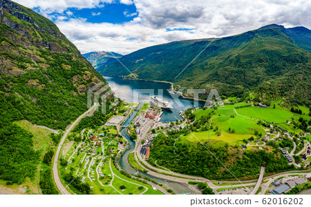 Aurlandsfjord Town Of Flam at dawn. 62016202