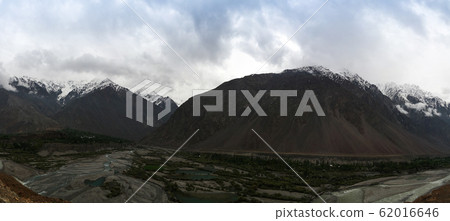 Panorama of Yarkhum river and valley near Shandur Panorama of Yarkhum river and valley near Shandur 62016646