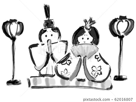 單色，單色，單色，線描，中國娃娃，中國娃娃，中國節日，bonboni，女孩，中國，中國，插圖， 62016807