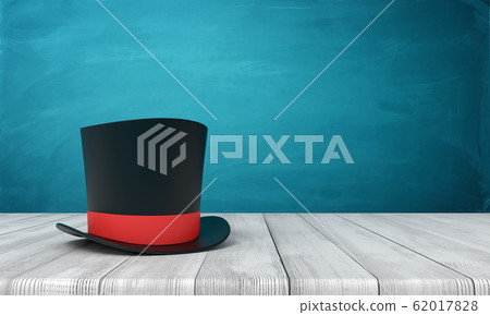 3d rendering of black tophat with red 