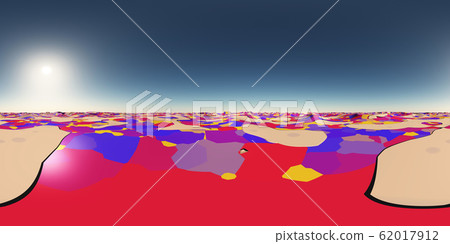 Spherical 360 degrees seamless panorama with a colored landscape Spherical 360 degrees seamless panorama with a colored landscape 62017912