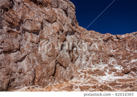 Salt mine wall detailed view under clear sky Salt mine wall detailed view under clear sky 62018365