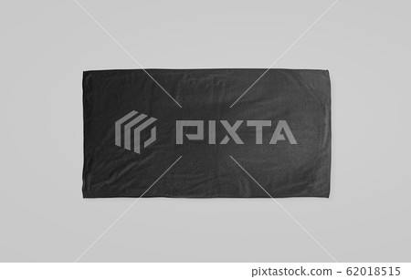 Black black soft beach towel mockup. Dark unfolded wiper 62018515