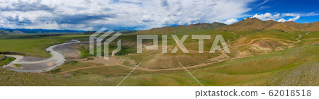 Aerial landscape in Orkhon valley, Mongolia 62018518