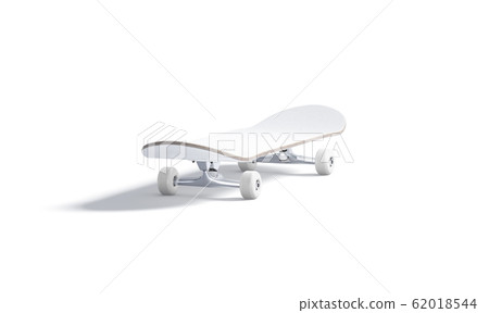 Blank white wood skateboard with wheels mockup, isolated 62018544