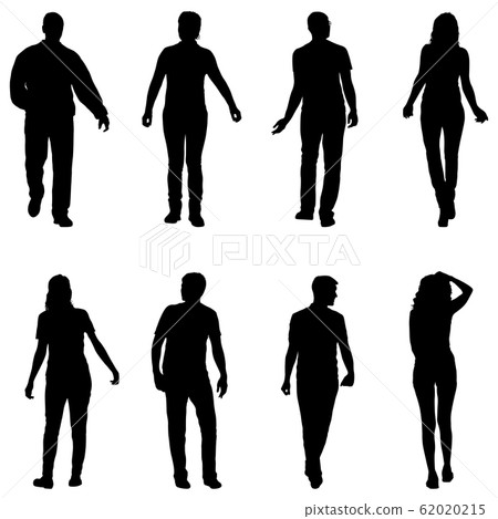 Silhouette Group of People Standing on White 62020215