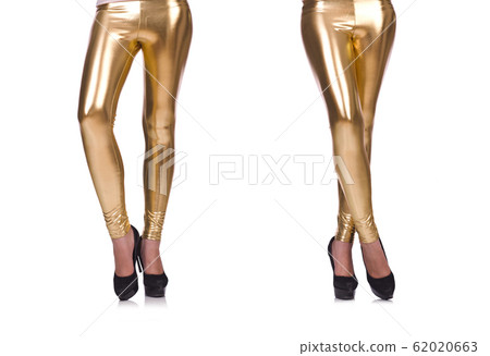 Woman legs with stockings on white 62020663