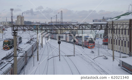 BARNAUL - JANUARY 21 train station and departing 62021340