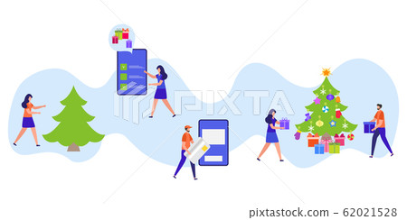 New year 2020 Merry Christmas tree people holiday 62021528