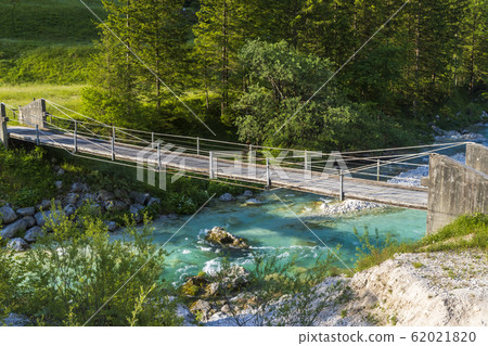 Rope bridge on the river Soca, Triglavski national 62021820