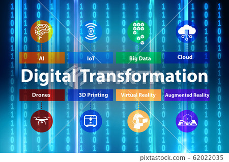 Digital transformation concept - 3d rendering - Stock Illustration ...