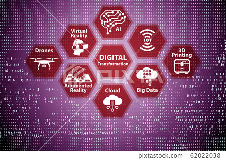 Digital transformation concept - 3d rendering - Stock Illustration ...