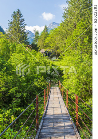 Rope bridge on the river Soca, Triglavski national 62022293