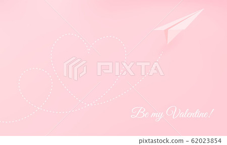 Soft plane with heart flying on pink background. Soft plane with heart flying on pink background. 62023854