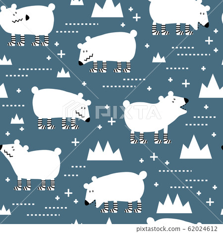 Seamless pattern with cute polar bears. Creative baby texture. Great for fabric, textile vector 62024612