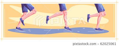 Natural running. Right stages of running. Healthy steps of run, lifestyle concept. Autumn sport. Vector flat illustration. Natural running. Right stages of running. Healthy steps of run, lifestyle concept. Autumn sport. Vector flat illustration. 62025061