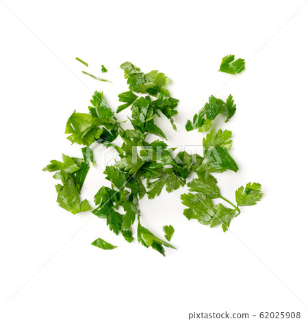 Fresh Green Chopped Parsley Leaves Isolated on 62025908