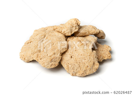 Raw Dehydrated Soy Meat or Soya Chunks Isolated Raw Dehydrated Soy Meat or Soya Chunks Isolated 62026487