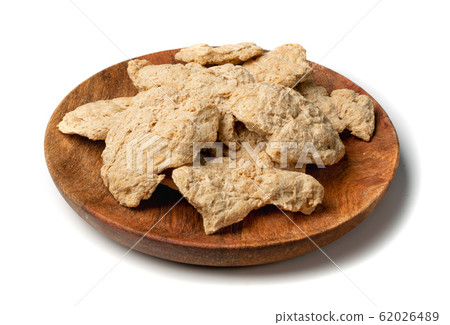Raw Dehydrated Soy Meat or Soya Chunks Isolated 62026489