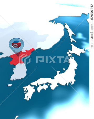 CG illustration World map Relationship between Japan, Russia, China, South Korea and North Korea in East Asia 62030142