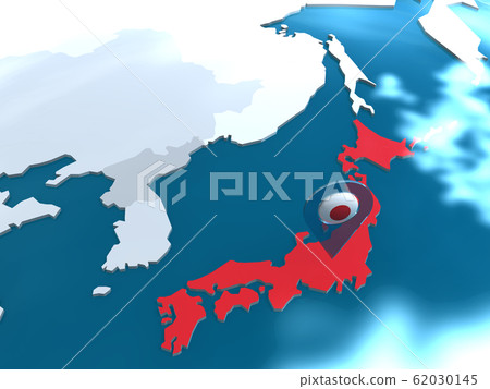 CG插圖世界地圖東亞的日本，俄羅斯，中國，韓國和朝鮮之間的關係 62030145