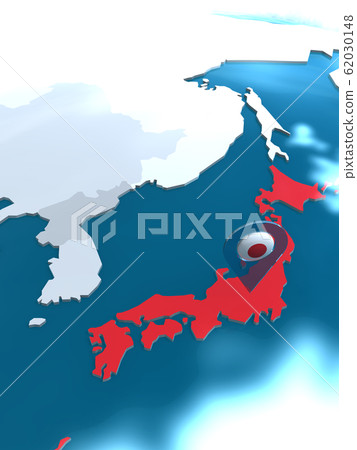 CG插圖世界地圖東亞的日本，俄羅斯，中國，韓國和朝鮮之間的關係 62030148