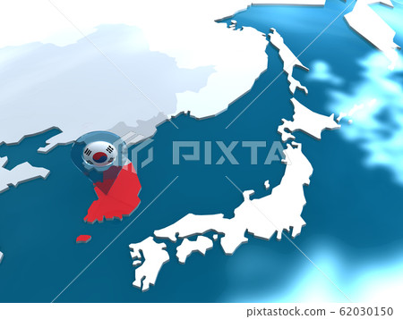 CG插圖世界地圖東亞的日本，俄羅斯，中國，韓國和朝鮮之間的關係 62030150
